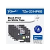 Brother P-Touch TZe-231 Label Maker Tape, 0.47W, Black on White, 4/Pack (TZE231 4PKB)