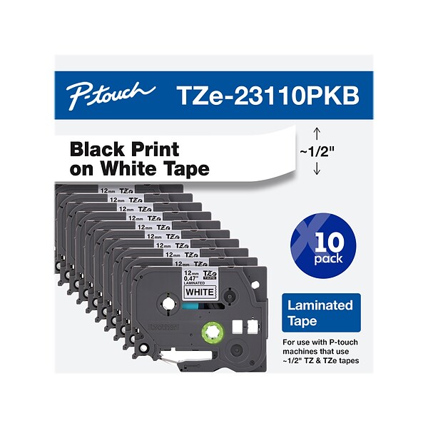Brother Tzeaf231 Black on White Adhesive Tape
