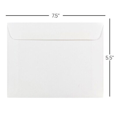 JAM Paper Gummed Booklet Envelopes, 5 1/2" x 7 1/2", White, 25/Pack (4235)