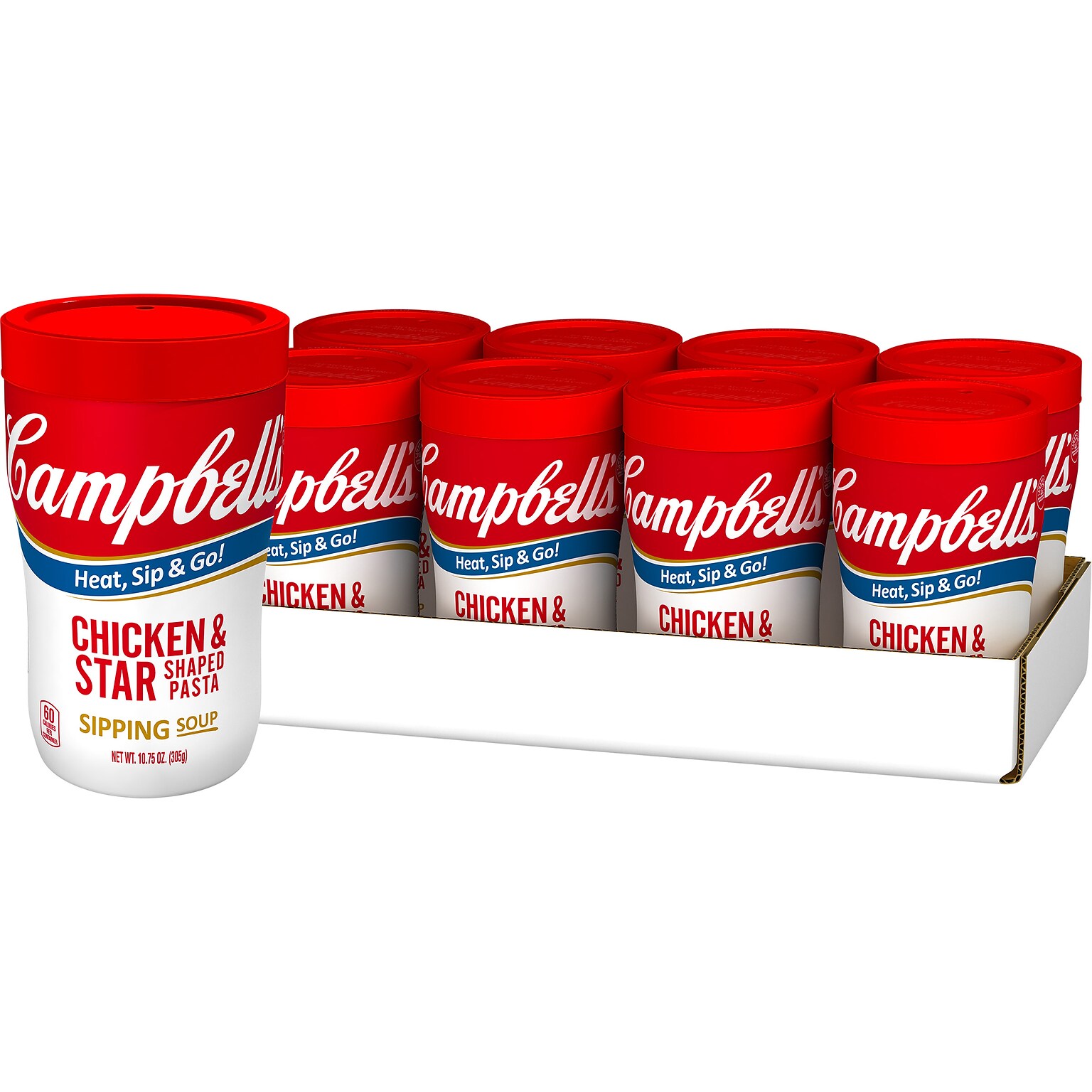 Campbells On The Go Chicken Star Pasta Soup, 10.75 oz., 8/Pack (15076)