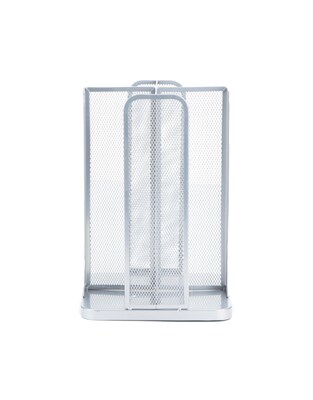 Mind Reader Carousel Cup and Lid Organizer, 4 Compartment, Silver Metal Mesh (CDISPMESH-SIL)