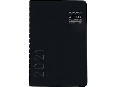 2021 AT-A-GLANCE 5.5 x 8.5 Planner, Contemporary, Black (70-100X-05-21)