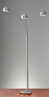 Adesso® Domino 84H Arc Lamp, Brushed Steel with Brushed Steel Globe Shades (5118-22)