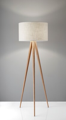 Adesso® Director 60.25H Floor Lamp, Natural with Off-White Fabric Drum Shade (6424-12)