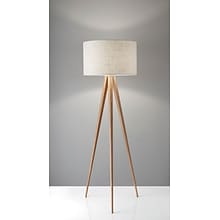 Adesso® Director 60.25H Floor Lamp, Natural with Off-White Fabric Drum Shade (6424-12)