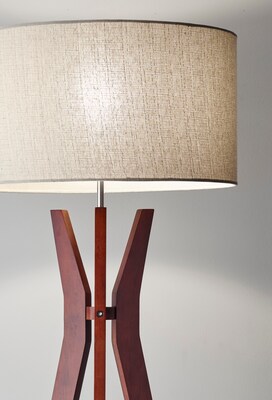 Adesso® Bedford 59.5H Shelf Floor Lamp, Walnut with Oatmeal Fabric Drum Shade (3471-15)