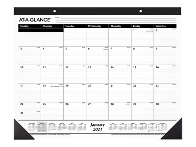 2021 AT-A-GLANCE 17 x 21.75 Desk Pad Calendar, Black/White (SK240021)