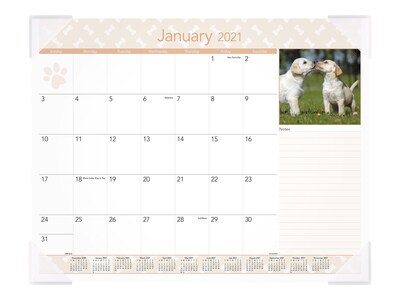 2021 AT-A-GLANCE 17 x 21.75 Desk Pad Calendar, Puppies, Multicolor (DMD166-32-21)