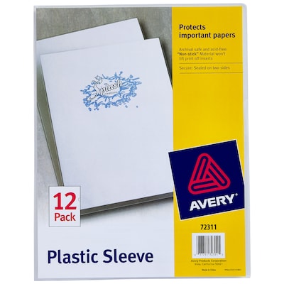 Avery Sleeve Report Covers, Letter, Clear, 12/Pack (72311)