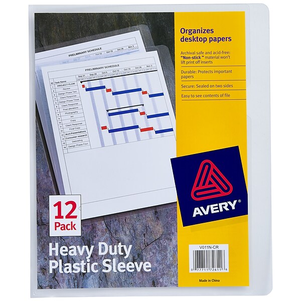 Avery Heavy Weight Sheet Protectors, Heavyweight, 8-1/2 x 11, Clear, 12/Pack (72611)