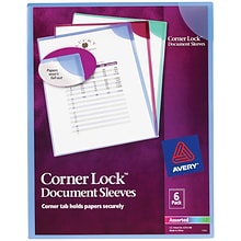 Avery Corner Lock Smooth Presentation Folder with Fasteners, Assorted, 6/Pack (72262)