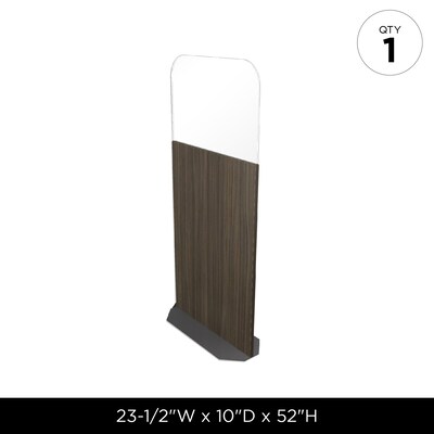Harbor Retail 52.105H x 23.5W MDF & Polycarbonate Non-Tackable Floor Standing Separation Shield, Walnut (321151)
