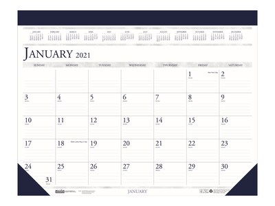 2021 House of Doolittle 13 x 18.5 Desk Pad Calendar, Classic, White (1506-21)