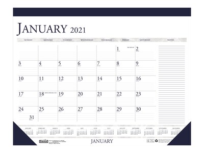 2021 House of Doolittle 17 x 22 Desk Pad Calendar, Classic, White (164-21)