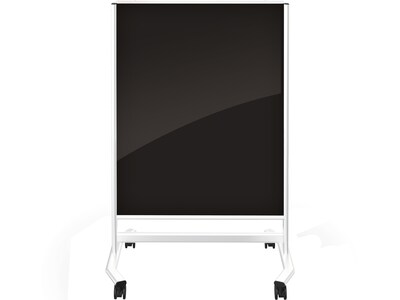 MooreCo Visionary Move Colors Glass Mobile Dry-Erase Whiteboard, Steel Frame, 4 x 3 (74965-Black)