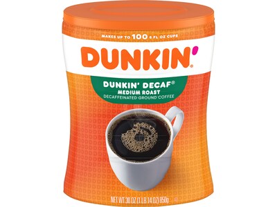 Dunkin Original Blend Decaf Ground Coffee, Medium Roast, 30 oz. (8133401293)