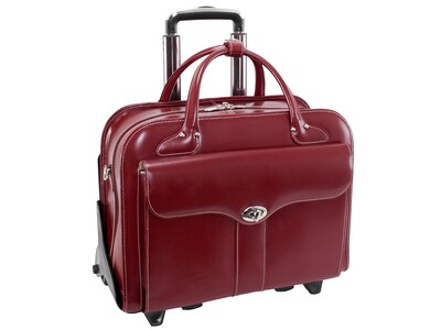 McKleinUSA Berkeley W Series Leather Rolling Briefcase, Red (97046)