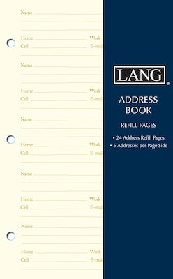 Lang 6.5 x 8.5 Address Book Refill Pages, 24 Sheets/Pack (113100)