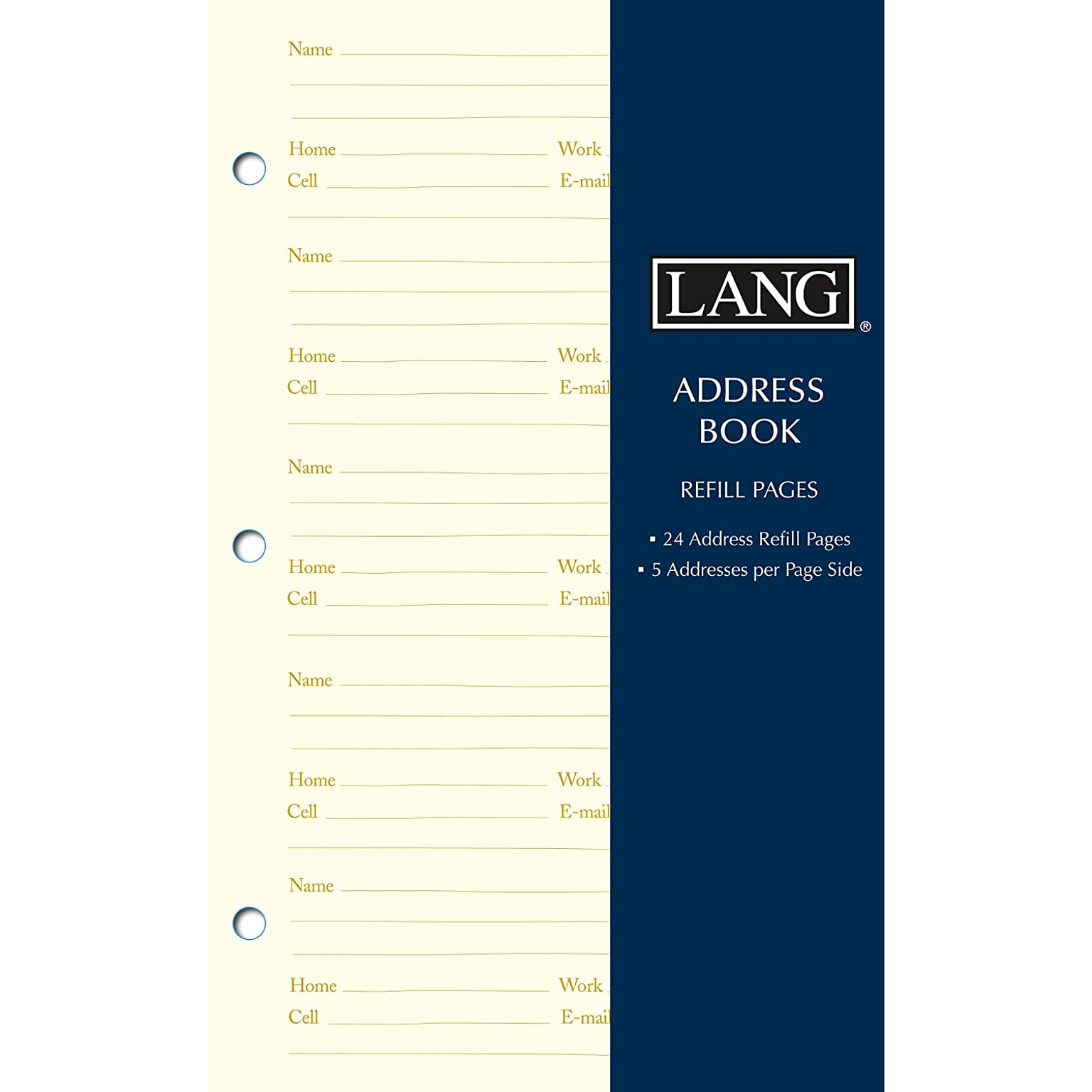 Lang 6.5 x 8.5 Address Book Refill Pages, 24 Sheets/Pack (113100)