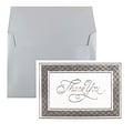JAM Paper® Thank You Card Sets, Silver Border Cards with Silver Stardream Envelopes, 25 Cards and En