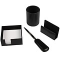 JAM PAPER Leather Desktop Organizer Set, Black, 4/Pack (F80BK)