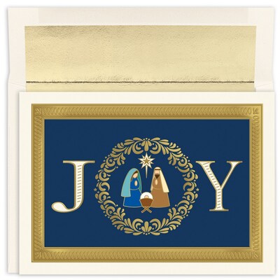 JAM Paper® Christmas Cards & Matching Envelopes Set, Joy Nativity, 16/Pack (526863600)