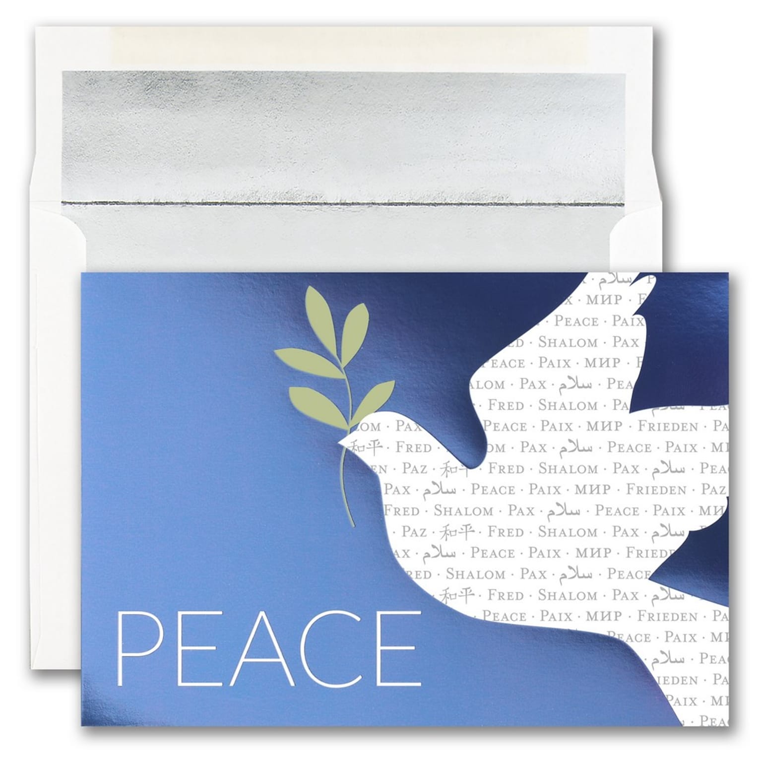 JAM PAPER Blank Christmas Cards & Matching Envelopes Set, Peace Dove, 25/Pack (6935188)