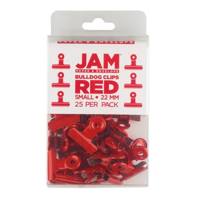 JAM Paper Bulldog Clip, Red, 25/Pack (21632817)