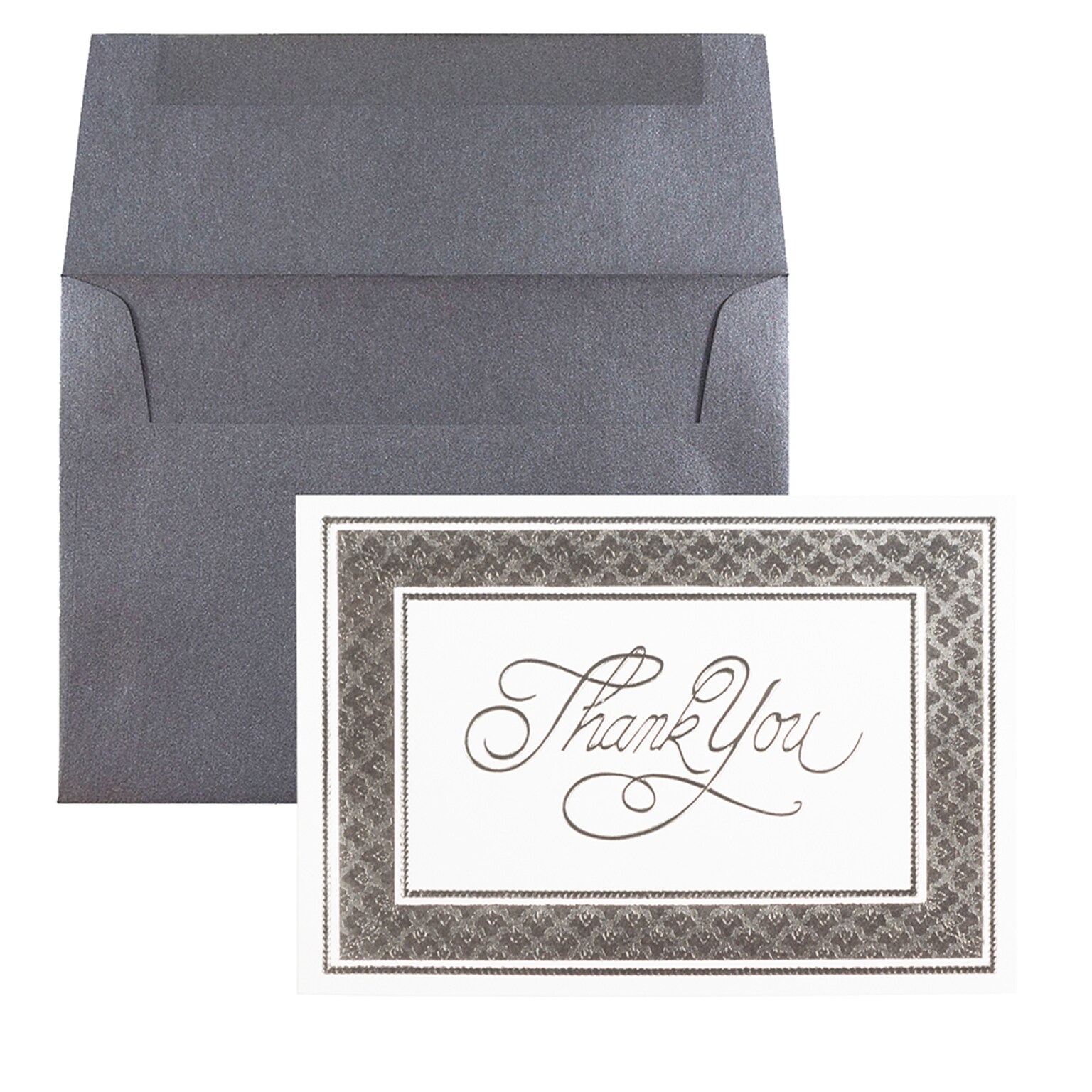 JAM Paper Silver Border Thank You Cards with Envelopes, 4.875 x 3.375, Multicolor, 25/Pack (526M1122MB)