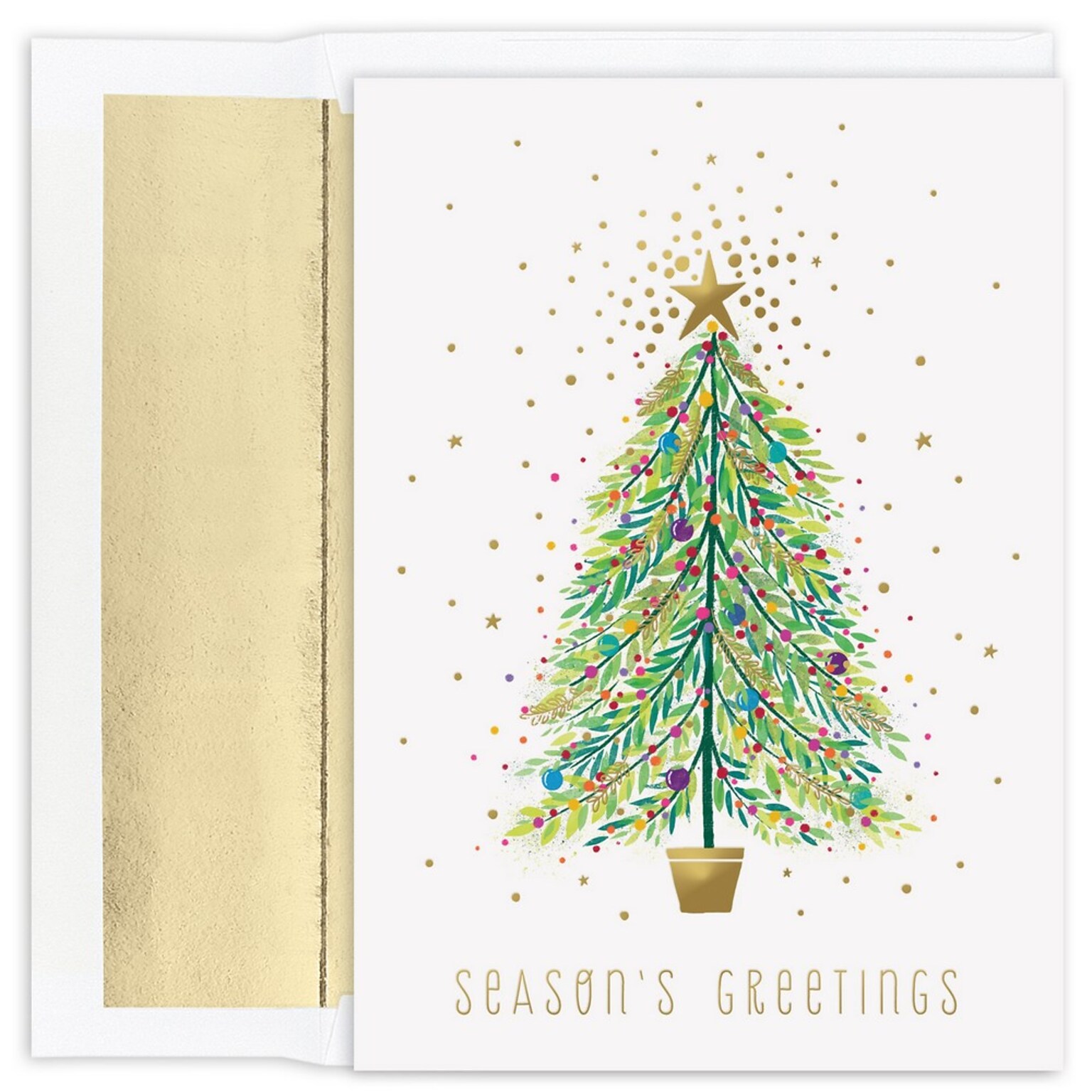 JAM PAPER Christmas Cards & Matching Envelopes Set, Sparkle Tree, 18/Pack (526864700)