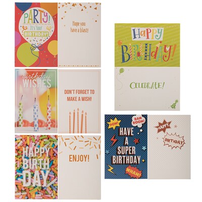 JAM PAPER Assorted Birthday Cards & Matchings Envelope Set, 4 x 6, Happy Birthday, 10 Cards/Pack (95224270)