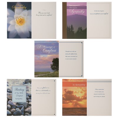 JAM PAPER Assorted Sympathy Greeting Cards & Matching Envelopes Set, 4 x 6, Deepest Sympathy, 10 Cards/Pack (95227791)