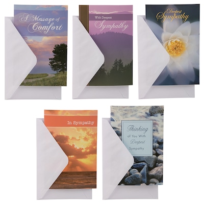 JAM PAPER Assorted Sympathy Greeting Cards & Matching Envelopes Set, 4 x 6, Deepest Sympathy, 10 Cards/Pack (95227791)