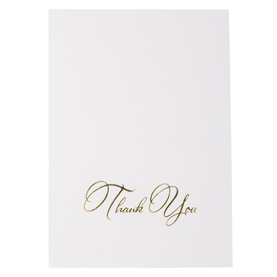 JAM Paper Matte Business Thank You Notecards, White/Gold, 25/Pack (D41115TYBKMB)