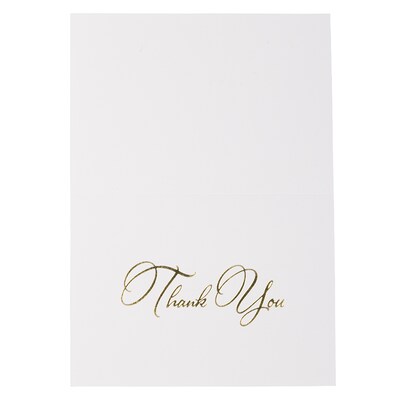 JAM PAPER Thank You Card Sets, White Care with Gold Script & Dark Red Envelopes, 25 Cards and Envelopes (146111889)