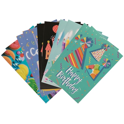 JAM PAPER Assorted Birthday Cards & Matchings Envelope Set, 4 x 6, Birthday Bash, 10 Cards/Pack (952