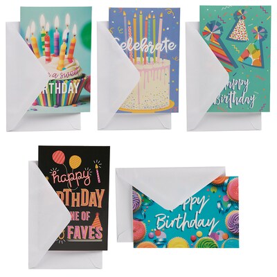 JAM Paper Birthday Bash Birthday Cards with Envelopes, 4 x 6, Multicolor, 10/Pack (95227797)