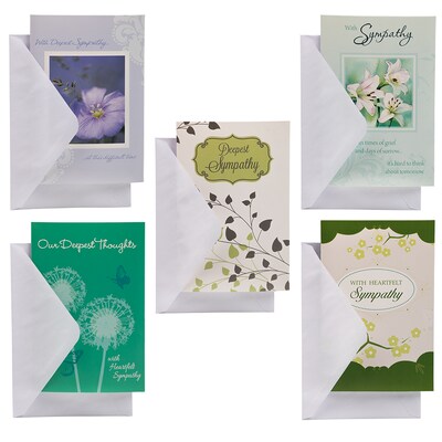 JAM Paper Heartfelt Sympathy  Cards with Envelopes, 4 x 6, Multicolor, 10/Pack (95228646)