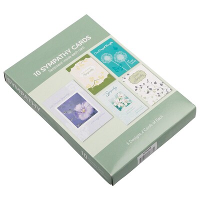 JAM PAPER Assorted Sympathy Greeting Cards & Matching Envelopes Set, 4 x 6, Heartfelt Sympathy, 10 Cards/Pack (95228646)