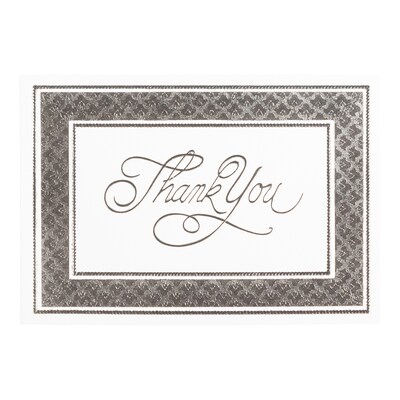 JAM Paper® Thank You Card Sets, Silver Border Cards with Anthracite Stardream Envelopes, 25 Cards and Envelopes (526M1122MB)