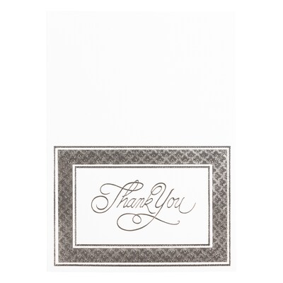 JAM Paper® Thank You Card Sets, Silver Border Cards with Anthracite Stardream Envelopes, 25 Cards and Envelopes (526M1122MB)