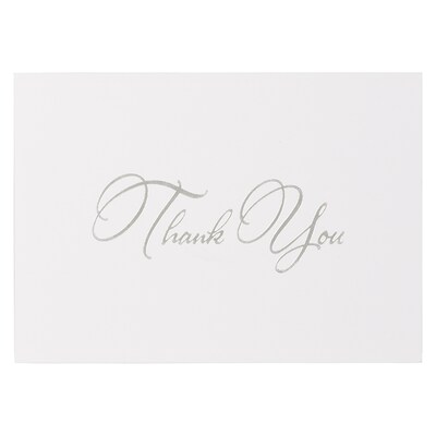 JAM Paper Silver Script Thank You Cards with Envelopes, 4.875" x 3.375", Multicolor, 25/Pack (526M1269MB)