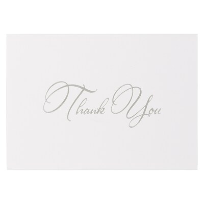 JAM PAPER Thank You Card Sets, Silver Script Cards with Anthracite Stardream Envelopes, 25 Cards and Envelopes (526M1269MB)