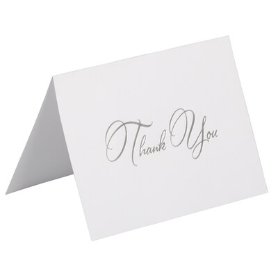 JAM Paper Silver Script Thank You Cards with Envelopes, 4.875" x 3.375", Multicolor, 25/Pack (526M1269MB)