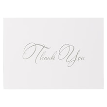 JAM PAPER Thank You Card Sets, Silver Script Cards with Black Linen Envelopes, 25 Cards and Envelope