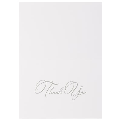 JAM PAPER Thank You Card Sets, Silver Script Cards with Black Linen Envelopes, 25 Cards and Envelopes (526869900)