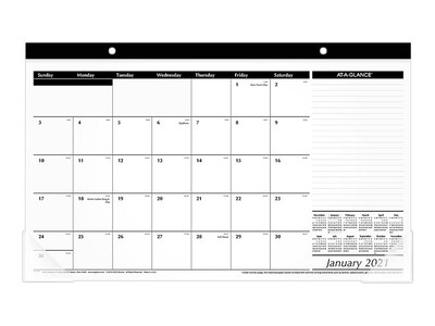 2021 AT-A-GLANCE 10.88 x 17.75 Desk Pad Calendar, Compact, Black/White (SK140021)