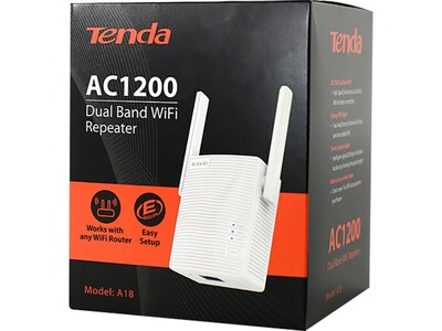Tenda A18 Adapter AC1200 Wireless Dual Band WiFi Repeater, White