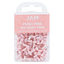 JAM Paper Pushpins, Baby Pink, 100/Pack (222419048)