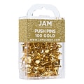 JAM Paper Push Pins, Shiny Gold, 100/Pack (222419051)